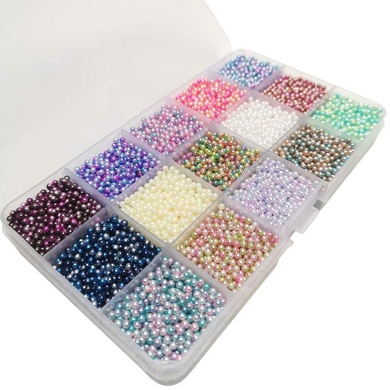 Chenkou Craft 12000pcs 2.8mm Assorted 15 Gradient Colors No Hole Round Ball Bead Scrapbooking Craft DIY Beads Decoration + Plastic Box (Gradient Colors, 2.8mm) - Image 1